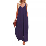 Fongt Wide Leg Trousers Women 2025 Summer New Solid-Colored Bag Casual Jumpsuits