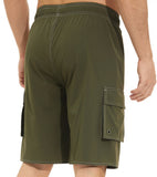 Pants Solid Color Multi-Pocket Fake Two Double-Layer Overalls Five-Point Fitness Running Leisure Sports Shorts-Outfit
