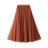 Fongt Long Yarn Skirt Half Dress Girl Autumn And Winter High Waist Long Net Yarn Skirt 100 Folding Skirt A Skirt Fairy Dress 8859