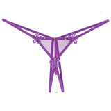 Fongt Transparent Open-File Hot Thong Trousers Lady Low-Rise Open-End T-Thong Trousers Hollow Ultra-Thin Mesh T-Pants