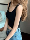 Padded Stretch Crop Tank Top-Outfit