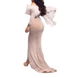 Fongt New Women's Ebay Dress Sexy Sprinkling Gold Feathers Open Forked And Hip Banquet Evening