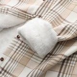 Warm Woolen Coat With Thick Plaid Shirt-Outfit