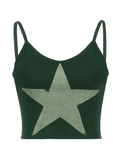 Star Print Knitted Crop Cami Top-Outfit