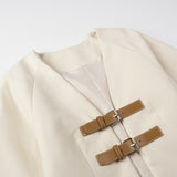 Fongt New Women's V-Neck Solid Color Bhise Tripty-Fitting With Soft Long-Sleeved Coat Loose Leisure Short