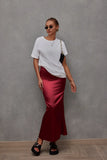 Spring And Summer New Imitation Silk Skirt Satin Skirt Women's Casual T-Bag Hip Skirt-Outfit