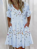 Ruffles Loose V-Neck