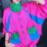Contrasting Colors Hooded Coats Women's Clothing Stylish Pockets Patchwork Summer Thin Zipper Casual Loose Jackets-Outfit
