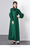 Fongt Folds Solid-Colored Dress Women's Niche Light-Cooked Three-Dimensional Flowers Loose Thin-Skinny Long Dress