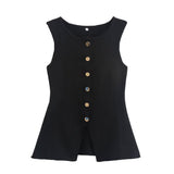 Fongt Women's 2025 Summer New Fashion Street Single-Dnecked Sweater Vest Top