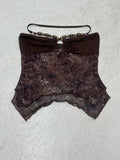 Fongt Retro-Winded Girl Feeling Beaded Hanging Neck Sling Sling Sling Sexy Mesh Splicing Irregular Pendant Top