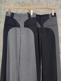 2023 Spring NewDesign Sense Color Contrast Patchwork Suit Pants Women's High Waist Slimming Loose Wide Leg Mop Pants-Outfit