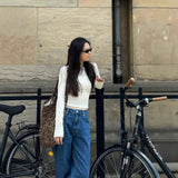 Fongt Dark Blue Straight Jeans Women Summer Thin Small Tall Waist Display Thin-Legged Long Pants