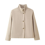 Fongt Women's Autumn New Fashion Asymmetric Blending Short Loose Coat Coat