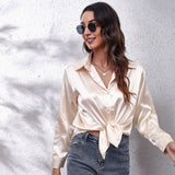 Fongt Shirt Women's Denswear Simulation Silk Long-Sleeved Shirt New Women's Clothing