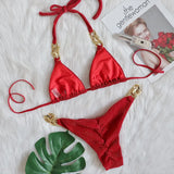 Fongt New Bikini, Gold Diamond Chain Split Swimsuit, Sexy Special Fabric Women's