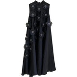 New Dress In The Summer Of 2025, Elegant Casual Round Neckless Loose Flowers Splicing Design
