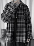 Men's Long Sleeve Checkered Button Shirt-Outfit