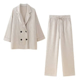 Fongt Explosion Women's Ins Wrinkled Blazer Casual Trousers Suit
