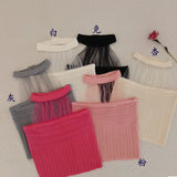 Fongt Mesh Yarn Splicing Hanging Neck Sling Summer Babes Inside The Vest Woman Wearing A Short Bottom