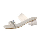 Fongt Transparent Word With Sandals Women 2025 Summer New Water Drill Leakage High Heels 100 With Skirt Sandals