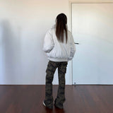 Fongt Curved Flying Cotton Jacket Boxy Loose Warm Cotton Coat Men And Women The Same Fried Street Clothes