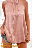 Off Shoulder Halter Lacing Chiffon Women's Blouses Elegant Fashion Solid Sleeveless Shirt Pullover Vest Tops Women