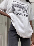 Cowboy Letter Print Tee-Outfit