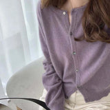 Style Cashmere Cardigan Women Loose Fall Winter Soft Knitted O-Neck Single Breasted Sweater