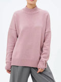Fongt And Winter Half-High Collar Thread Sweater Solid Color Cover Loose Casual Knitwear