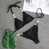 Fongt 2023 New Sport Bikini Sexy Crystal Diamond Bandage Red Split Female