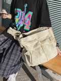 Large Canvas Satchel Bag-Outfit