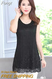 Beaded Sequins Sleeveless Vest Chiffon Blouse Lace Shirt Ladies Medium-long Tank Tops Sequin Summer Woman Elegant