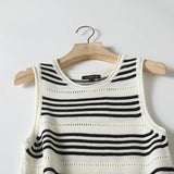 Summer Leisure Commuter Slim Striped Knitted Sleeveless Dress-Outfit