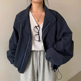 Versatile Drawstring Design Oversized Jacket-Outfit