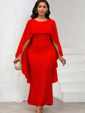 Fongt Women's Spring New Fashion Chiffon Cloak Cane Cown Banquet Party Dress Dress