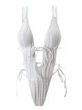 2024 New Flowering Bone Conjoined Rope Bareback Small Sexy Swimsuit Bikini