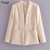 Spring Women's Solid Color Slim Simple Leisure Suit Coat Chic and Elegant Woman Jacket Women's Blazer Tailoring Blazer