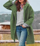 Fongt Autumn Women's Long-Sleeved Collar Coat Lady Casual Loose Hooded