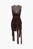 sheer mesh mini dress with bow