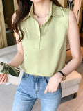Fongt Kong Wind Summer Shoulder Vest Inside The Top Of The Women's 2025 Sexy Outer Wear Shirt Sleeveless Chiffon Bottom Shirt