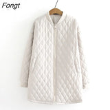 Women Autumn and Winter Loose Casual Women's Cotton Clothes Round Neck Zipper Solid Color Warm Coat Winter Jacket