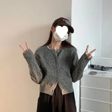 Fongt Women's Coat In The Spring And Autumn With The College Style Gray Knitted Shirt Small Short