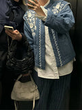 Fongt Printed Pocket Cotton Jacket 2025 Autumn And Winter Women's Single Buckle Commuting Warm Coat WQK0