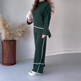 Fongt 2023 New Solid Color Casual Top Loose And Comfortable Design Sense Micro La Trousers Suit Women-Outfit