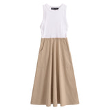 Pocket Spliced Midi Dress 0264073-Outfit