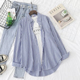 Blouses Shirts Tunic Womens Tops 2020 Womenswear Long Sleeve Clothing Button Up Down Striped 2020 New Pink Gray