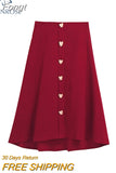 Women Red Mid Long Skirt Trendy Loose Vintage A Line Skirts Streetwear Female Korean Elegant High Waist Skirt Plus