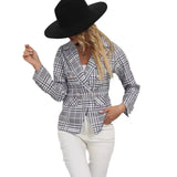 Women's Wear Station Autumn And Winter Plaid Button Collar Long Sleeve Coat-Outfit