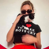 Summer Letter Print Slim Round Collar Short-Sleeved T-Shirt Top Spring 2023-Outfit